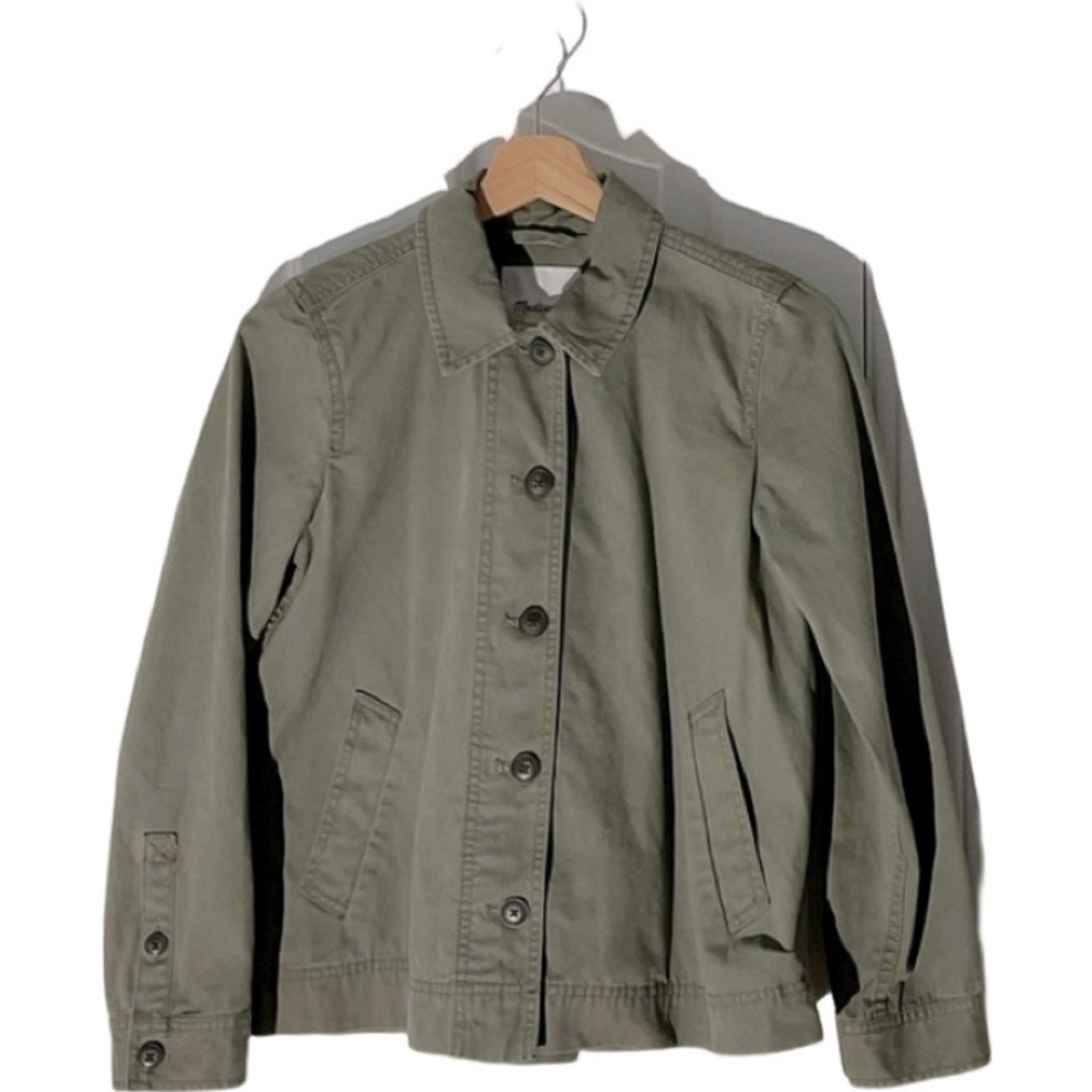 Madewell Olive Green Soft 100% Cotton Barn Coat Utility Swing Jacket